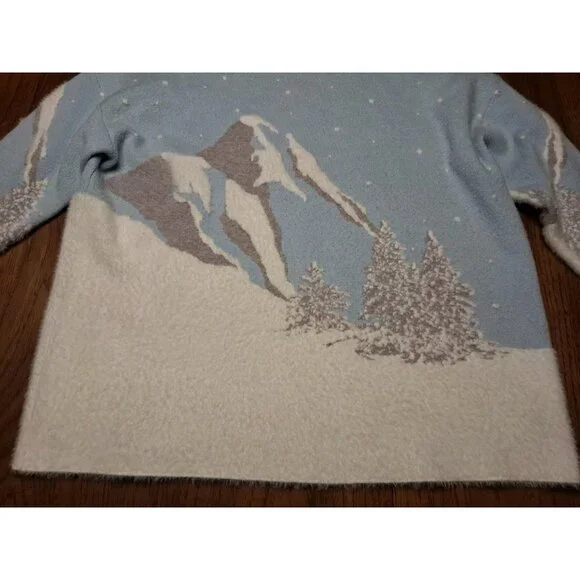 Rachel Zoe Sweater 1X Blue Mountain Snow Winter Soft Pullover Turtle Neck - Picture 4 of 10